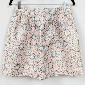 Miami Mini Skirt Pastel and Metallic Gold Geometric Floral Pink Fairycore Y2K M